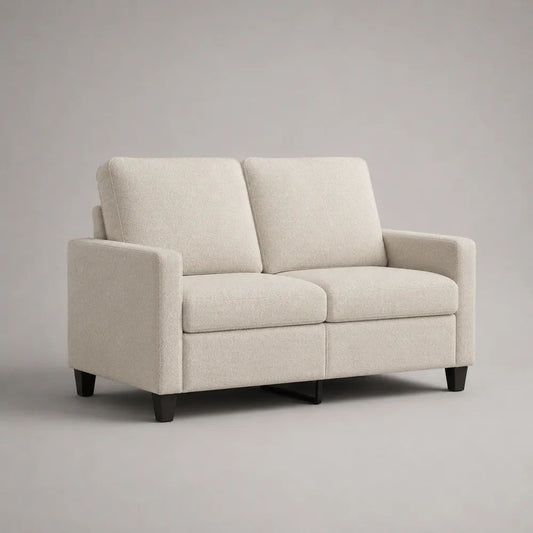 2-Sitzer-Sofa mit Polyester-Bouclébezug und Schaumstoffpolsterung, Cremeweiß, 145 × 82 × 88 cm